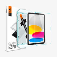 AGL05554 - iPad 10.9" Screen Protector EZ FIT GLAS.tR showing the device, screen protector, ez fit tray and packaging